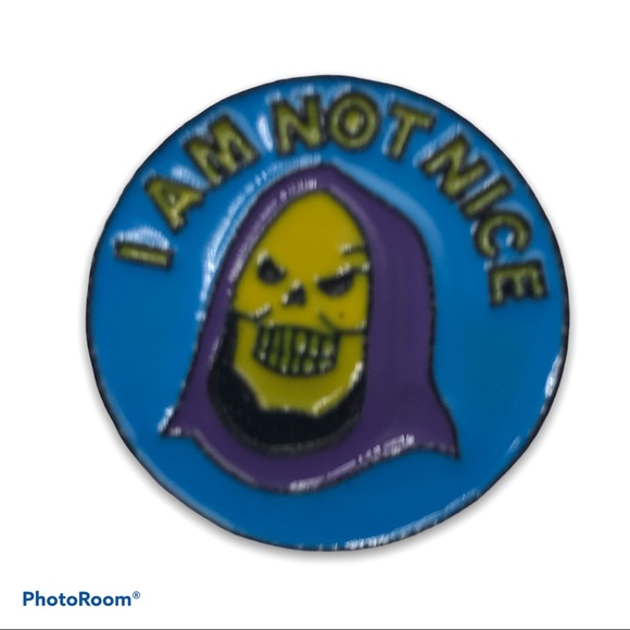 Skeletor I AM NOT NICE Flair Lapel Pin He Man 80s Retro NEW! - Picture 2 of 3